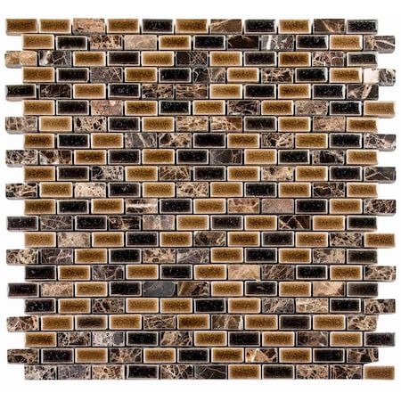 Andova Tiles Bisterio 1/2 in. x 1 in. Porcelain & Natural Stone Mosaic Wall Tile Andova Tiles